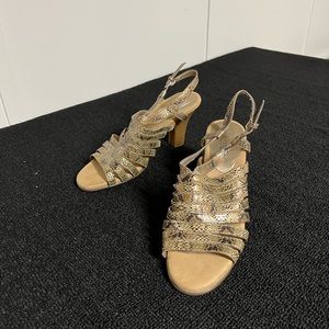 Snake skin strapped heels